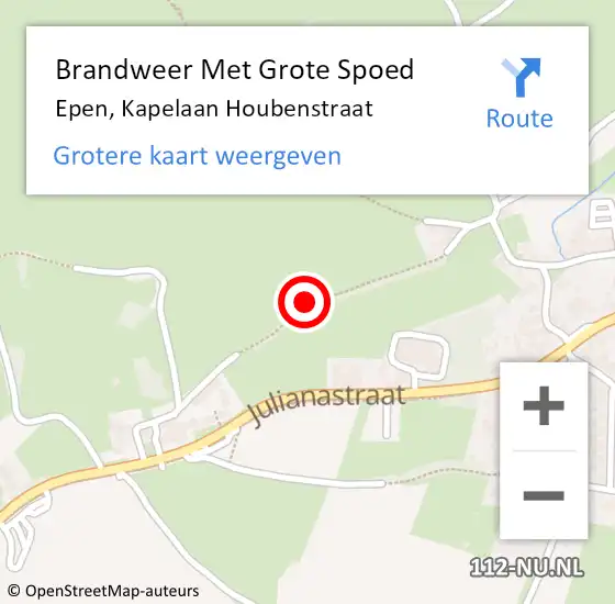 Locatie op kaart van de 112 melding: Brandweer Met Grote Spoed Naar Epen, Kapelaan Houbenstraat op 1 juli 2019 04:13