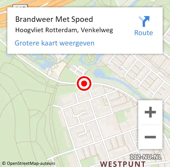 Locatie op kaart van de 112 melding: Brandweer Met Spoed Naar Hoogvliet Rotterdam, Venkelweg op 1 juli 2019 05:49