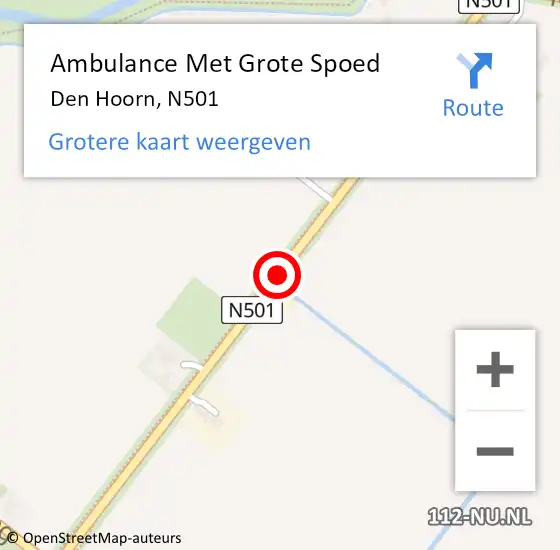 Locatie op kaart van de 112 melding: Ambulance Met Grote Spoed Naar Den Hoorn, Pontweg op 1 juli 2019 10:08