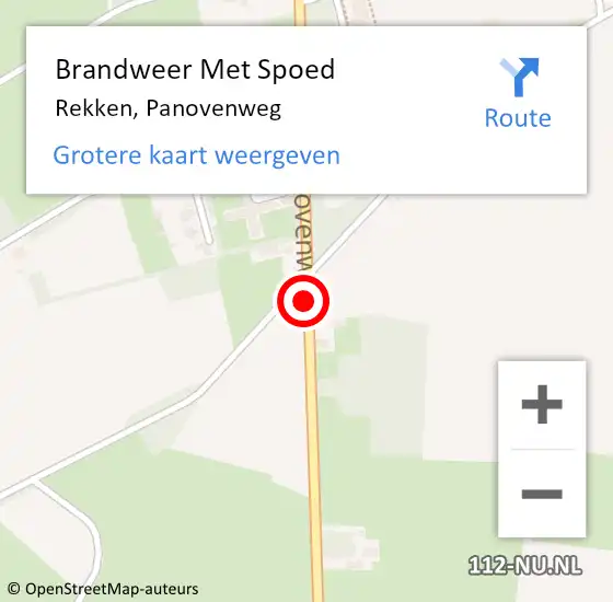 Locatie op kaart van de 112 melding: Brandweer Met Spoed Naar Rekken, Panovenweg op 1 juli 2019 10:29