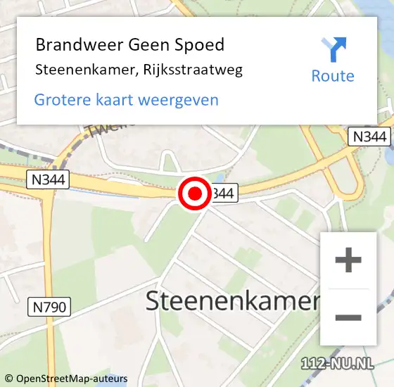 Locatie op kaart van de 112 melding: Brandweer Geen Spoed Naar Steenenkamer, Rijksstraatweg op 1 juli 2019 10:50