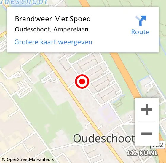Locatie op kaart van de 112 melding: Brandweer Met Spoed Naar Oudeschoot, Amperelaan op 1 juli 2019 12:12