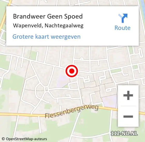 Locatie op kaart van de 112 melding: Brandweer Geen Spoed Naar Wapenveld, Nachtegaalweg op 1 juli 2019 12:51