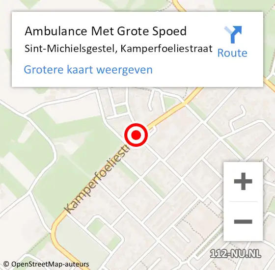 Locatie op kaart van de 112 melding: Ambulance Met Grote Spoed Naar Sint-Michielsgestel, Kamperfoeliestraat op 1 juli 2019 13:18