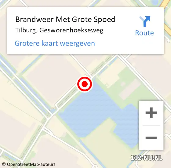 Locatie op kaart van de 112 melding: Brandweer Met Grote Spoed Naar Tilburg, Gesworenhoekseweg op 1 juli 2019 14:08