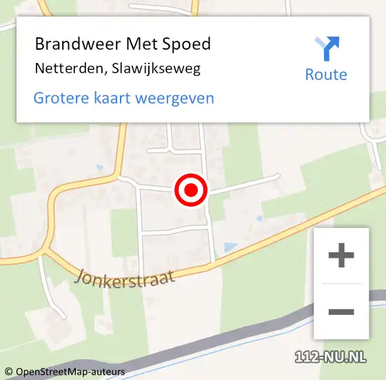 Locatie op kaart van de 112 melding: Brandweer Met Spoed Naar Netterden, Slawijkseweg op 1 juli 2019 15:02