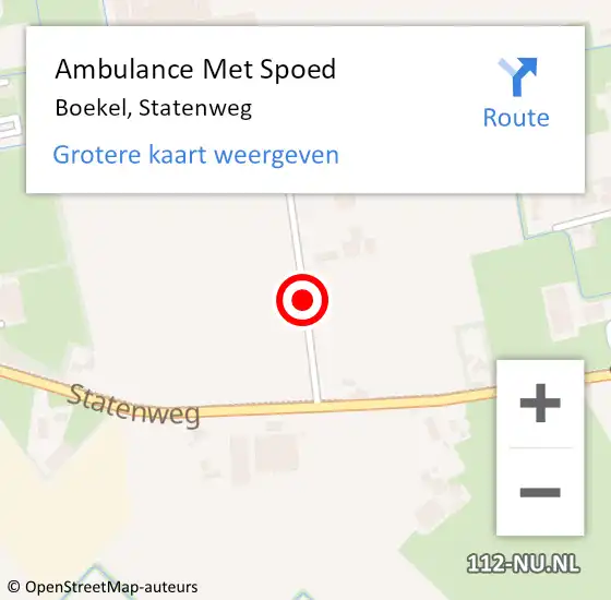 Locatie op kaart van de 112 melding: Ambulance Met Spoed Naar Boekel, Statenweg op 1 juli 2019 18:20