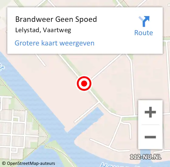 Locatie op kaart van de 112 melding: Brandweer Geen Spoed Naar Lelystad, Vaartweg op 2 juli 2019 00:46
