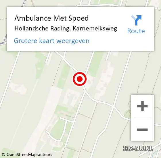 Locatie op kaart van de 112 melding: Ambulance Met Spoed Naar Hollandsche Rading, Karnemelksweg op 6 april 2014 10:09