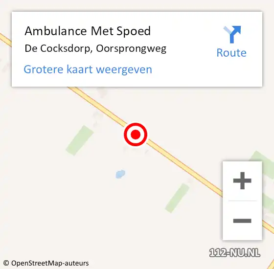 Locatie op kaart van de 112 melding: Ambulance Met Spoed Naar De Cocksdorp, Oorsprongweg op 2 juli 2019 06:20