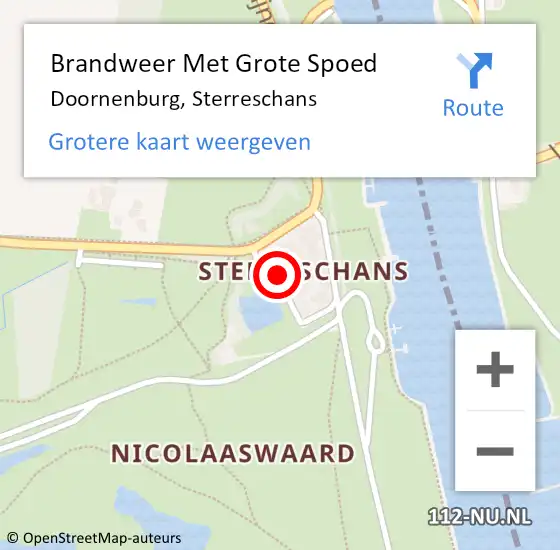 Locatie op kaart van de 112 melding: Brandweer Met Grote Spoed Naar Doornenburg, Sterreschans op 2 juli 2019 09:06