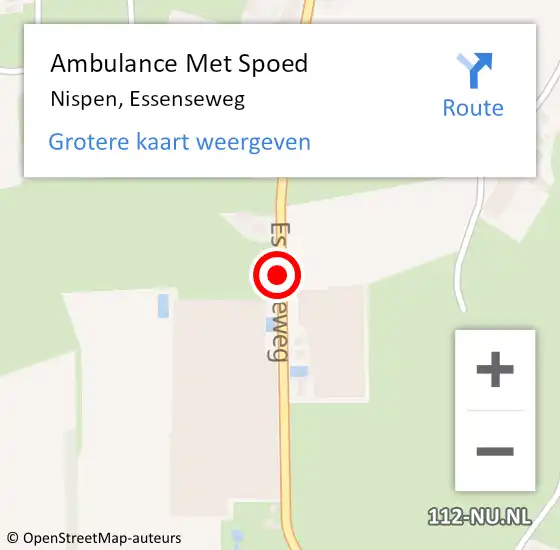 Locatie op kaart van de 112 melding: Ambulance Met Spoed Naar Nispen, Essenseweg op 2 juli 2019 11:06
