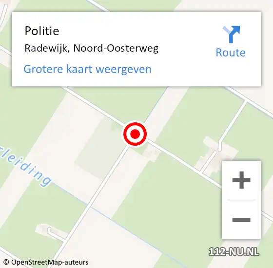 Locatie op kaart van de 112 melding: Politie Radewijk, Noord-Oosterweg op 2 juli 2019 13:35