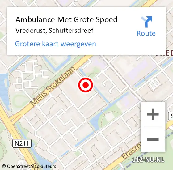Locatie op kaart van de 112 melding: Ambulance Met Grote Spoed Naar Vrederust, Schuttersdreef op 2 juli 2019 15:48