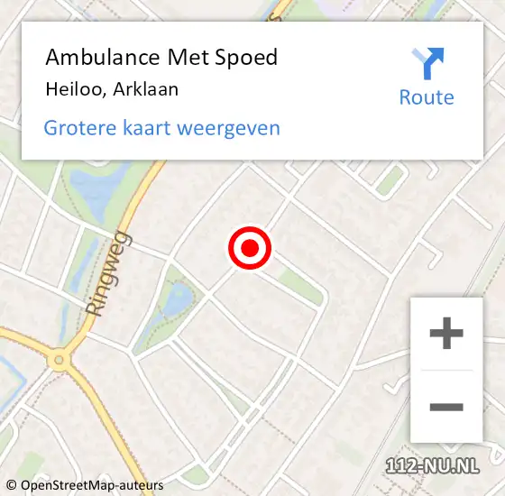 Locatie op kaart van de 112 melding: Ambulance Met Spoed Naar Heiloo, Arklaan op 2 juli 2019 17:10