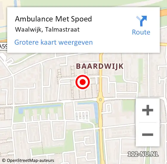 Locatie op kaart van de 112 melding: Ambulance Met Spoed Naar Waalwijk, Talmastraat op 2 juli 2019 19:12