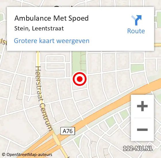 Locatie op kaart van de 112 melding: Ambulance Met Spoed Naar Stein, Leentstraat op 6 april 2014 11:49