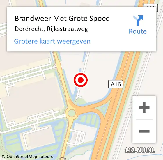 Locatie op kaart van de 112 melding: Brandweer Met Grote Spoed Naar Dordrecht, Rijksstraatweg op 3 juli 2019 00:24