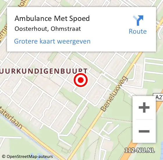 Locatie op kaart van de 112 melding: Ambulance Met Spoed Naar Oosterhout, Ohmstraat op 3 juli 2019 08:03