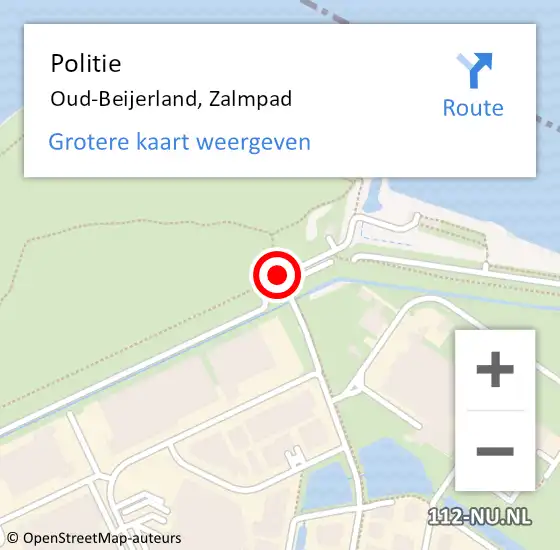 Locatie op kaart van de 112 melding: Politie Oud-Beijerland, Zalmpad op 3 juli 2019 08:27