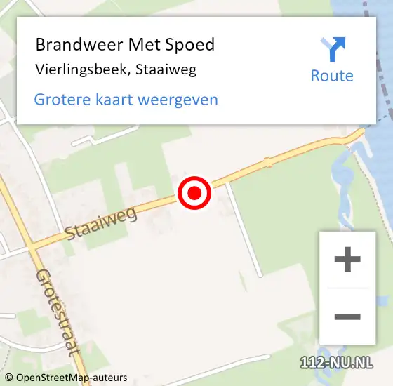 Locatie op kaart van de 112 melding: Brandweer Met Spoed Naar Vierlingsbeek, Staaiweg op 3 juli 2019 09:02