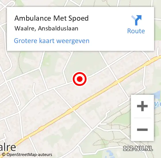 Locatie op kaart van de 112 melding: Ambulance Met Spoed Naar Waalre, Ansbalduslaan op 3 juli 2019 10:25
