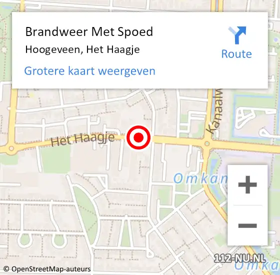 Locatie op kaart van de 112 melding: Brandweer Met Spoed Naar Hoogeveen, Het Haagje op 3 juli 2019 10:30