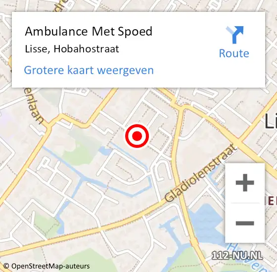 Locatie op kaart van de 112 melding: Ambulance Met Spoed Naar Lisse, Hobahostraat op 3 juli 2019 11:03