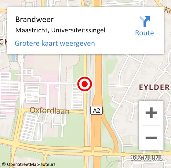 Locatie op kaart van de 112 melding: Brandweer Maastricht, Universiteitssingel op 3 juli 2019 11:04