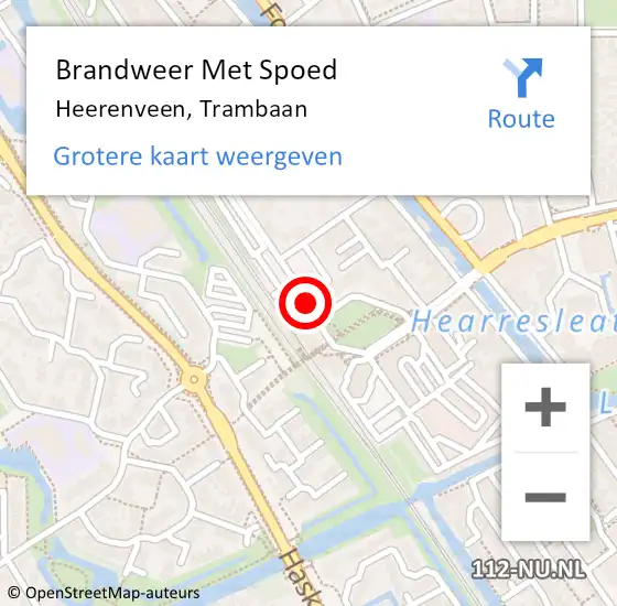 Locatie op kaart van de 112 melding: Brandweer Met Spoed Naar Heerenveen, Trambaan op 3 juli 2019 14:09