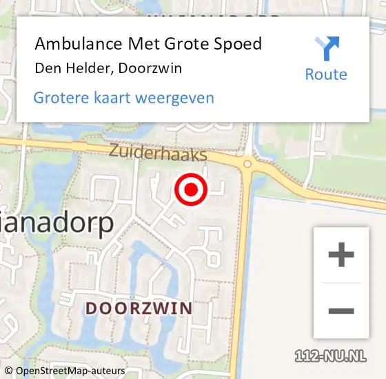 Locatie op kaart van de 112 melding: Ambulance Met Grote Spoed Naar Den Helder, Doorzwin op 3 juli 2019 19:59