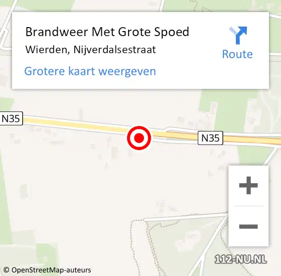 Locatie op kaart van de 112 melding: Brandweer Met Grote Spoed Naar Wierden, Nijverdalsestraat op 3 juli 2019 23:00