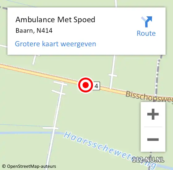 Locatie op kaart van de 112 melding: Ambulance Met Spoed Naar Baarn, N414 op 6 april 2014 15:04