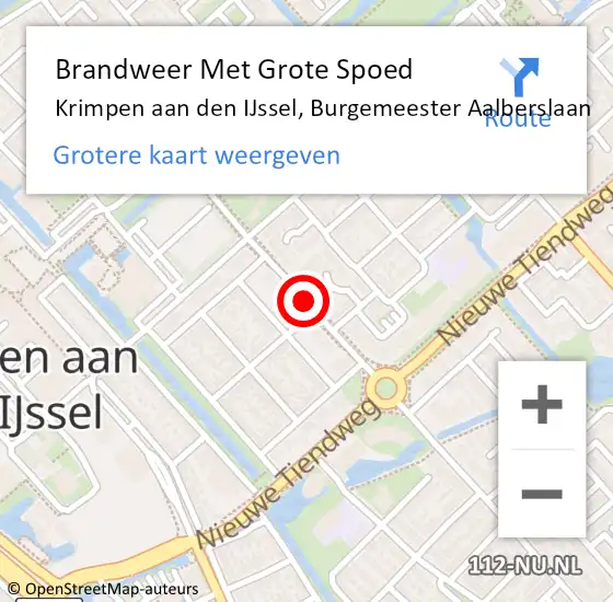 Locatie op kaart van de 112 melding: Brandweer Met Grote Spoed Naar Krimpen aan den IJssel, Aalberslaan op 4 juli 2019 11:53
