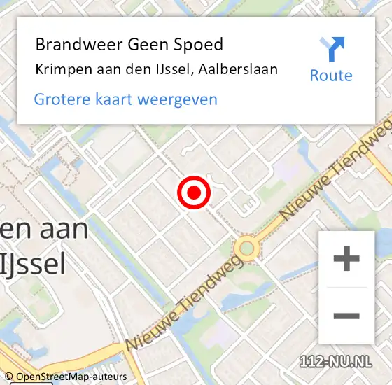 Locatie op kaart van de 112 melding: Brandweer Geen Spoed Naar Krimpen aan den IJssel, Aalberslaan op 4 juli 2019 11:54