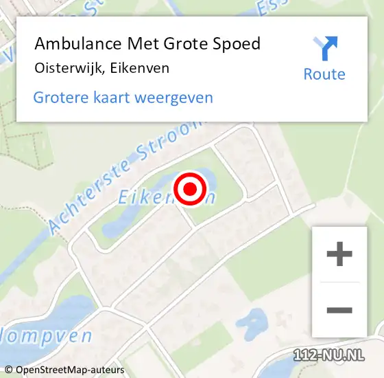 Locatie op kaart van de 112 melding: Ambulance Met Grote Spoed Naar Oisterwijk, Eikenven op 4 juli 2019 11:54