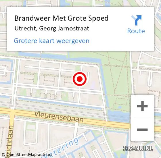 Locatie op kaart van de 112 melding: Brandweer Met Grote Spoed Naar Utrecht, Georg Jarnostraat op 4 juli 2019 12:11