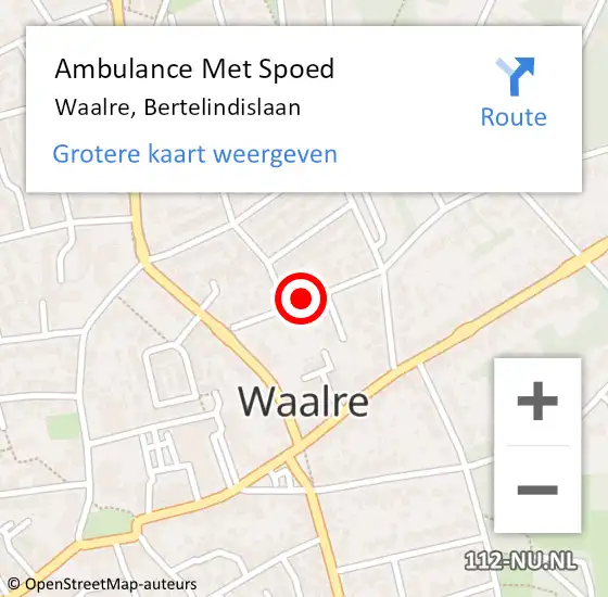 Locatie op kaart van de 112 melding: Ambulance Met Spoed Naar Waalre, Bertelindislaan op 4 juli 2019 13:39