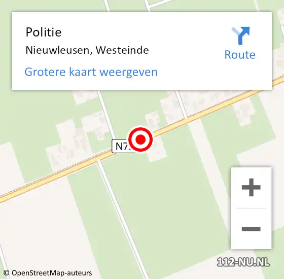 Locatie op kaart van de 112 melding: Politie Nieuwleusen, Westeinde op 4 juli 2019 16:26