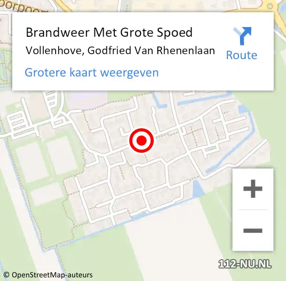 Locatie op kaart van de 112 melding: Brandweer Met Grote Spoed Naar Vollenhove, Godfried Van Rhenenlaan op 4 juli 2019 18:37
