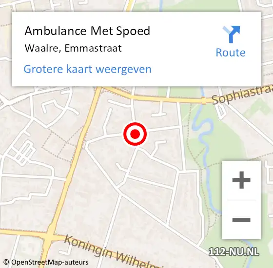 Locatie op kaart van de 112 melding: Ambulance Met Spoed Naar Waalre, Emmastraat op 4 juli 2019 20:46