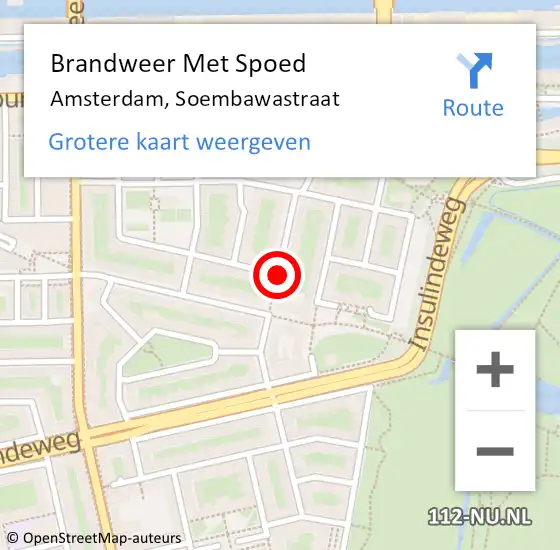 Locatie op kaart van de 112 melding: Brandweer Met Spoed Naar Amsterdam, Soembawastraat op 4 juli 2019 22:32