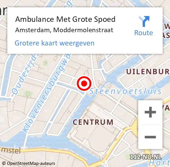 Locatie op kaart van de 112 melding: Ambulance Met Grote Spoed Naar Amsterdam, Moddermolenstraat op 4 juli 2019 23:05