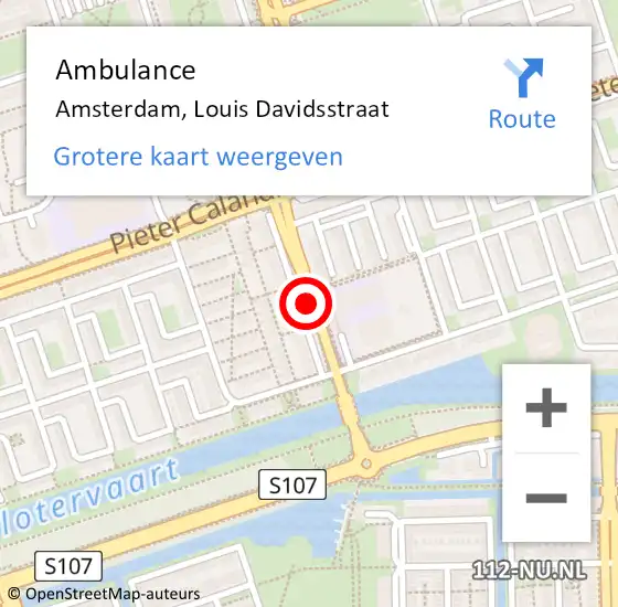 Locatie op kaart van de 112 melding: Ambulance Amsterdam, Louis Davidsstraat op 5 juli 2019 03:09