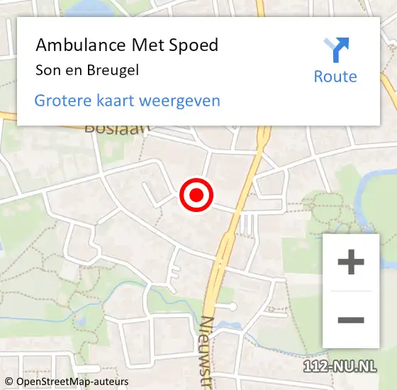 Locatie op kaart van de 112 melding: Ambulance Met Spoed Naar Son en Breugel op 5 juli 2019 08:32