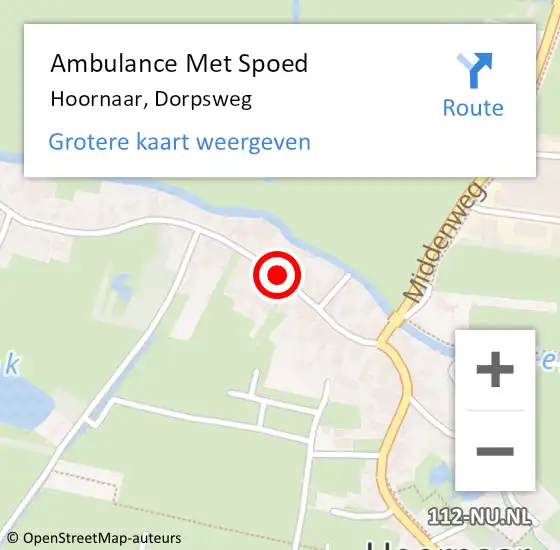 Locatie op kaart van de 112 melding: Ambulance Met Spoed Naar Hoornaar, Dorpsweg op 5 juli 2019 11:05