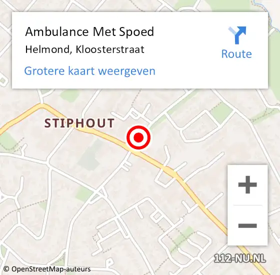 Locatie op kaart van de 112 melding: Ambulance Met Spoed Naar Helmond, Kloosterstraat op 5 juli 2019 11:57