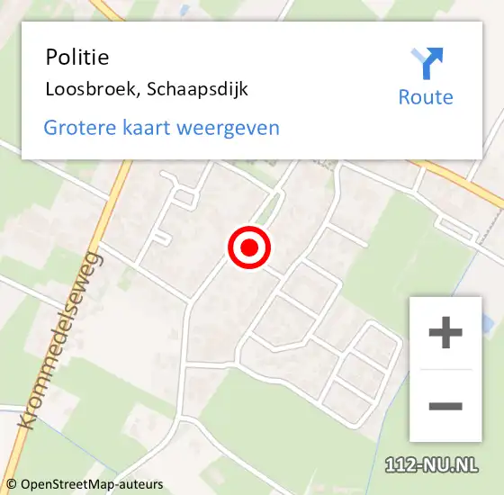 Locatie op kaart van de 112 melding: Politie Loosbroek, Schaapsdijk op 5 juli 2019 13:21
