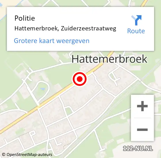 Locatie op kaart van de 112 melding: Politie Hattemerbroek, Zuiderzeestraatweg op 5 juli 2019 13:42