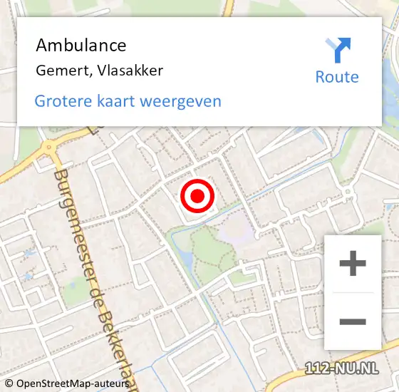 Locatie op kaart van de 112 melding: Ambulance Gemert, Vlasakker op 5 juli 2019 13:59